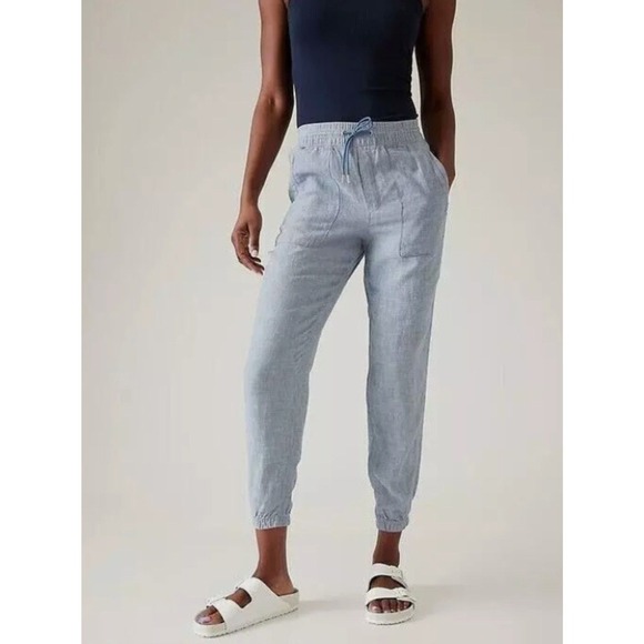 Athleta‎ Chambray Blue Retreat Linen Jogger size 6T - Picture 1 of 2